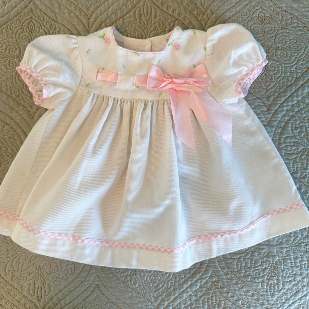 White Baby Dress with Pink Bow 🎀 & Flowers 🌸 - Picture 2 of 8